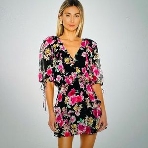 Yuki Kim “Hailey” dress, size Medium. Black floral New, with tags